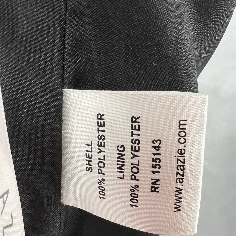 Azazie chiffon pleated black A2 keyhole mesh back slit floor length vneck halter - Picture 10 of 11